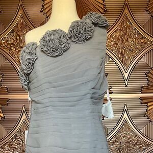 JJs House Light Gray One-Shoulder Ruffled Sheath Dress